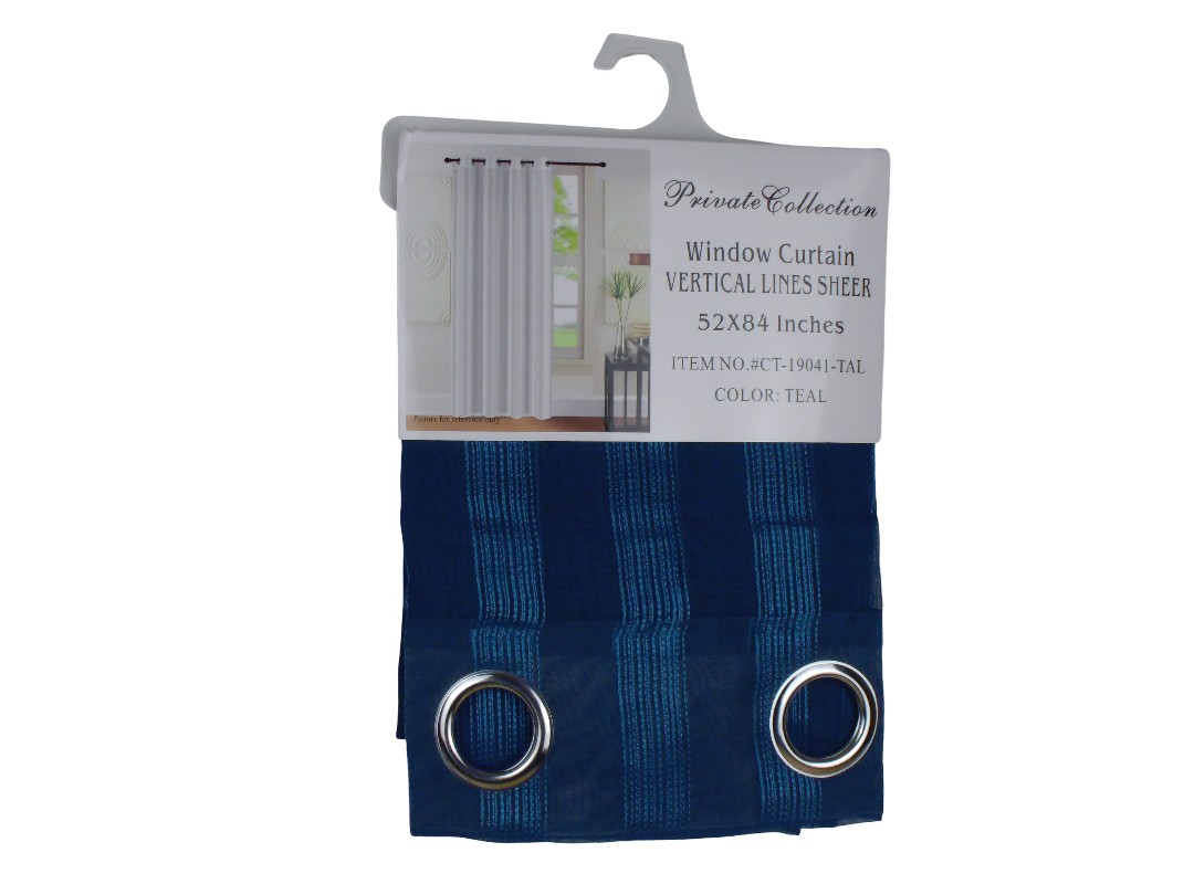 54*84" VERTICAL STRIPES CURTAIN-TEAL