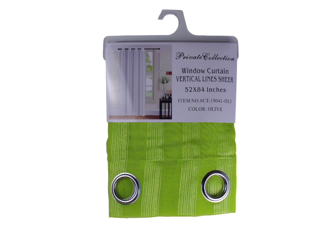 54*84" VERTICAL STRIPES CURTAIN-OLIVE