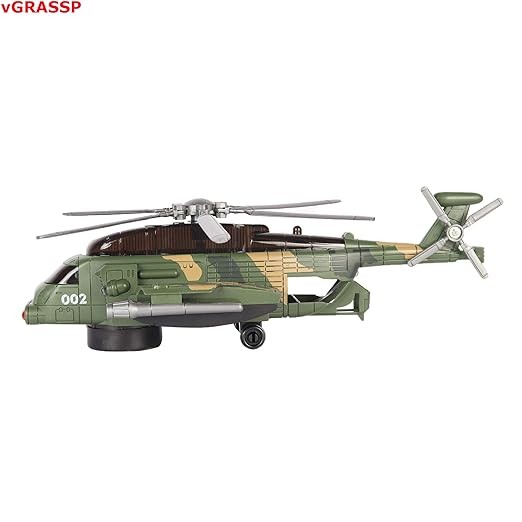 Air Force Helicopter Toy for Kids - Bump and Go Action with Colourful 3D Lights, Swirls and Music Multicolor