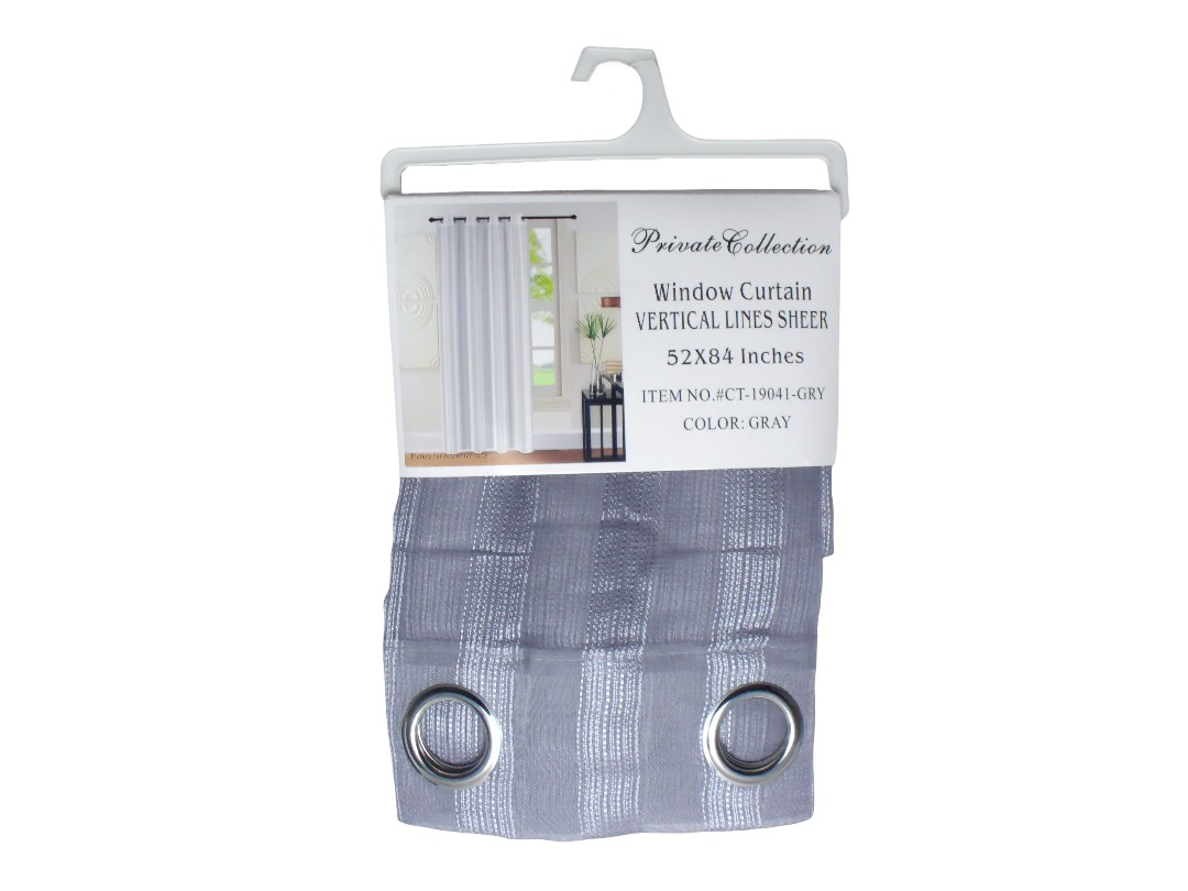 54*84" VERTICAL STRIPES CURTAIN-GREY