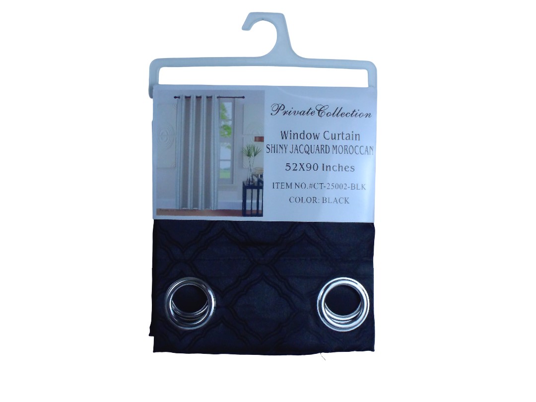 52*90" SHINY JACQ.MORROCCAN CURTAIN -  BLACK