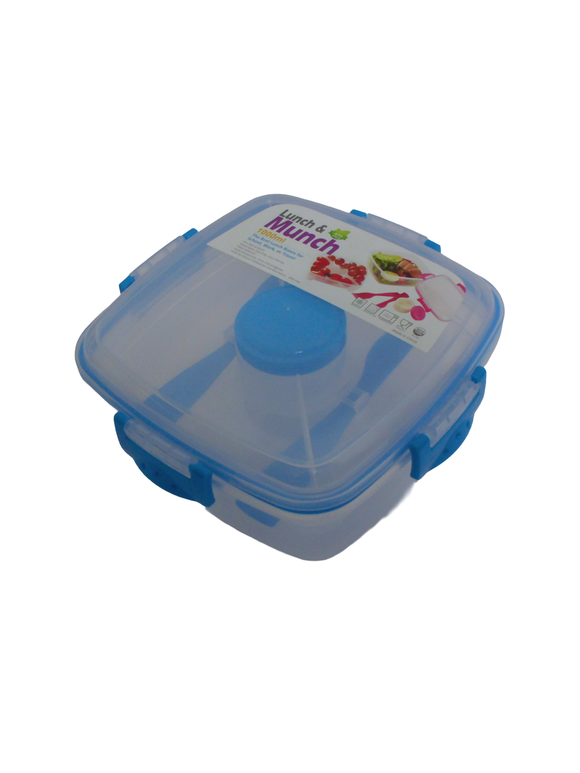 1000ML LUNCH & MUNCH LUNCH BOX W/FORK& KNIFE