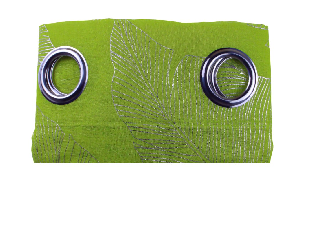 52*84" SHINY LEAF SHEER CURTAIN-OLIVE/SILVER