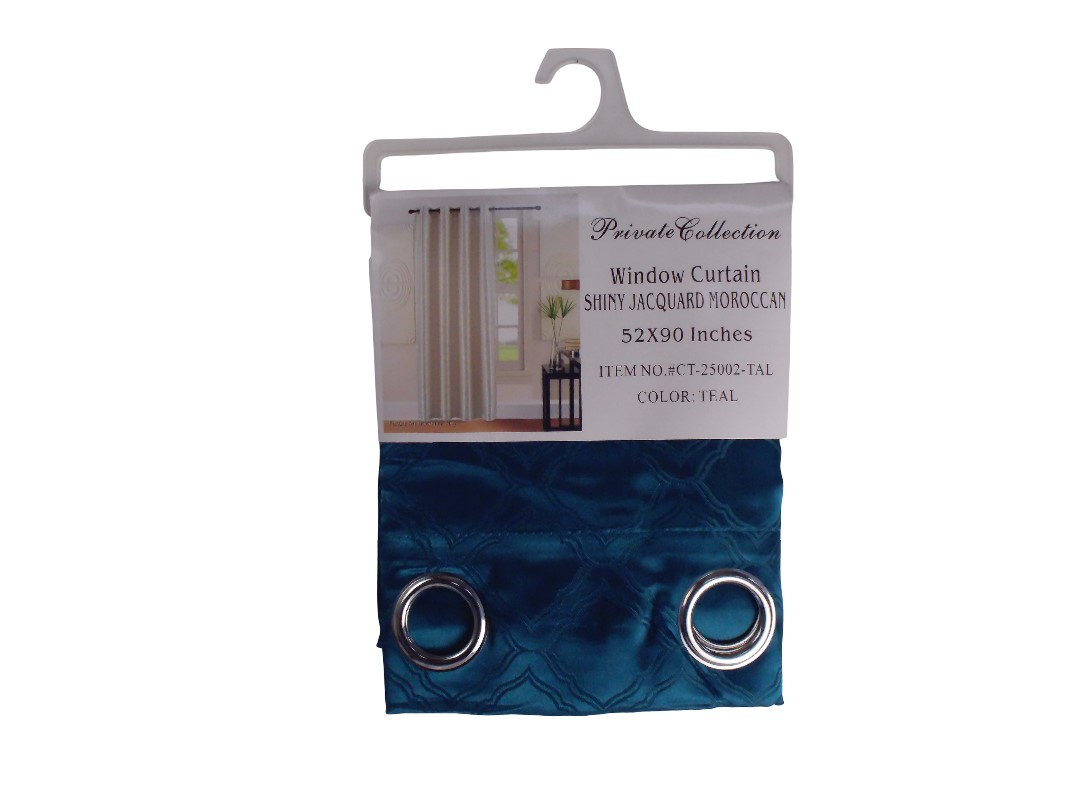 52*90" SHINY JACQ.MORROCCAN CURTAIN - TEAL