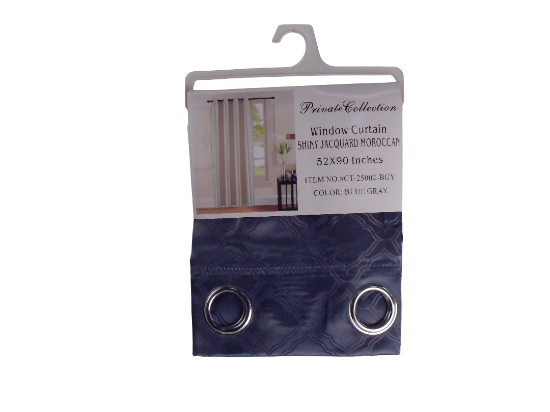 52*90" SHINY JACQ.MORROCCAN CURTAIN-BLUE GRAY