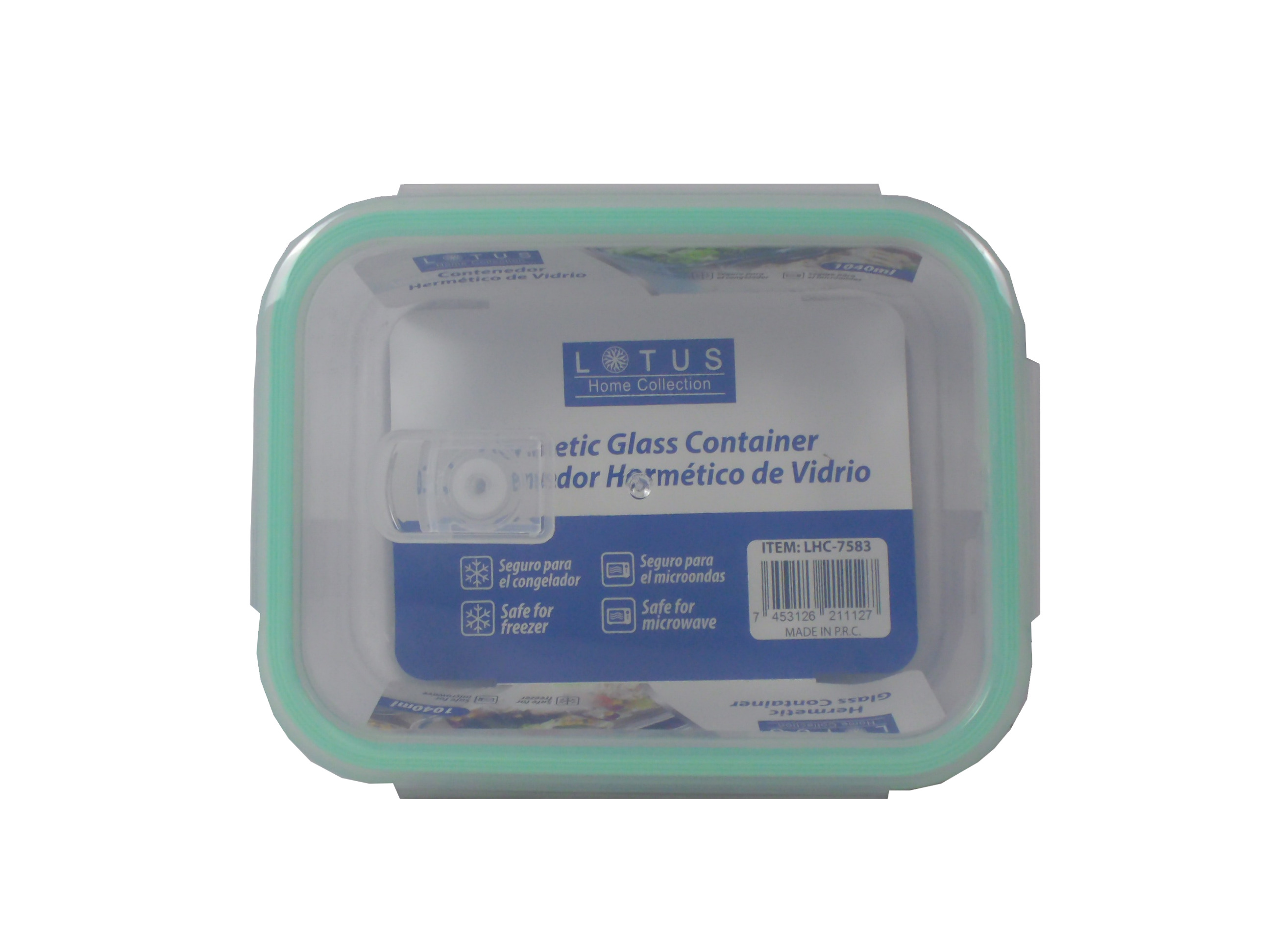 1040ML RECT.HERMETIC GLASS CONTAINER W/LID