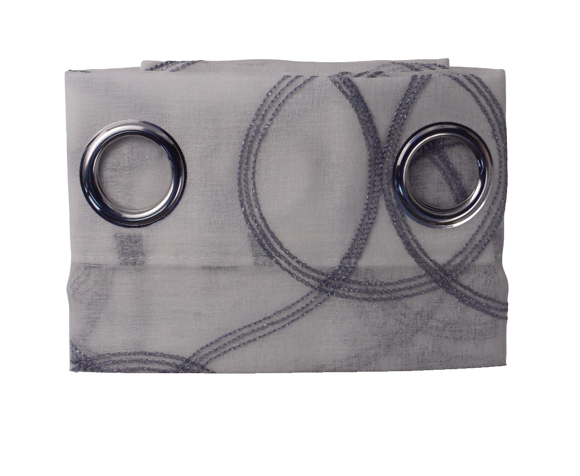 52*84" EMB. SHEER CURTAIN - WHITE/SILVER
