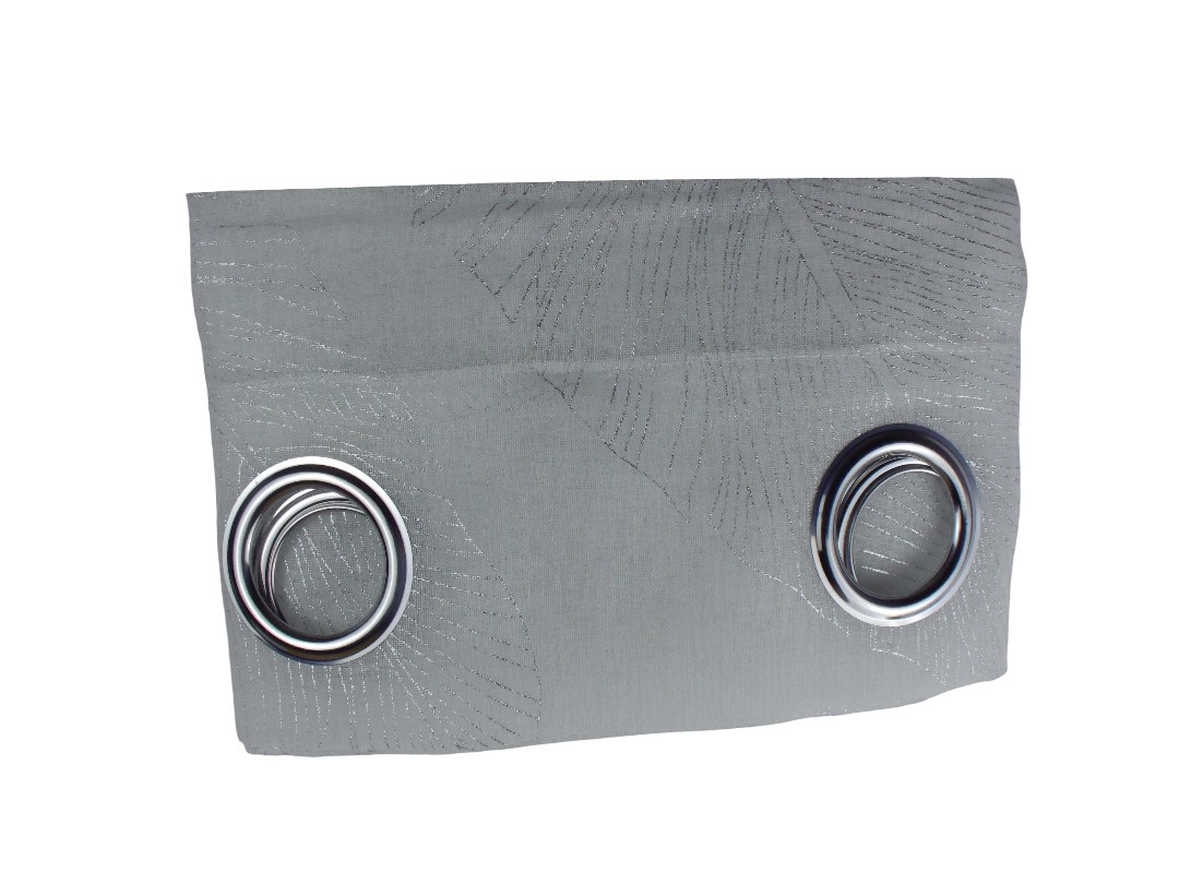 52*84" SHINY LEAF SHEER CURTAIN-WHT/SILVER