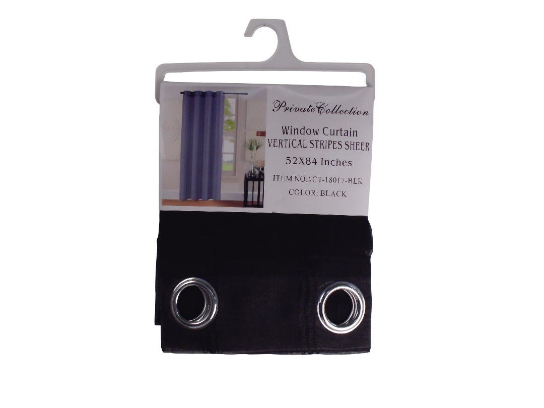 54*84" VERTICAL STRIPES CURTAIN - BLACK