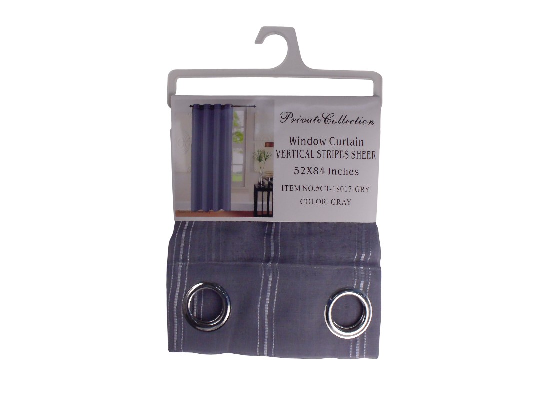 54*84" VERTICAL STRIPES CURTAIN - GRAY