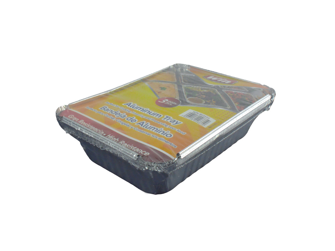3PC RECT. ALUMINUM TRAY W/PLASTIC LID