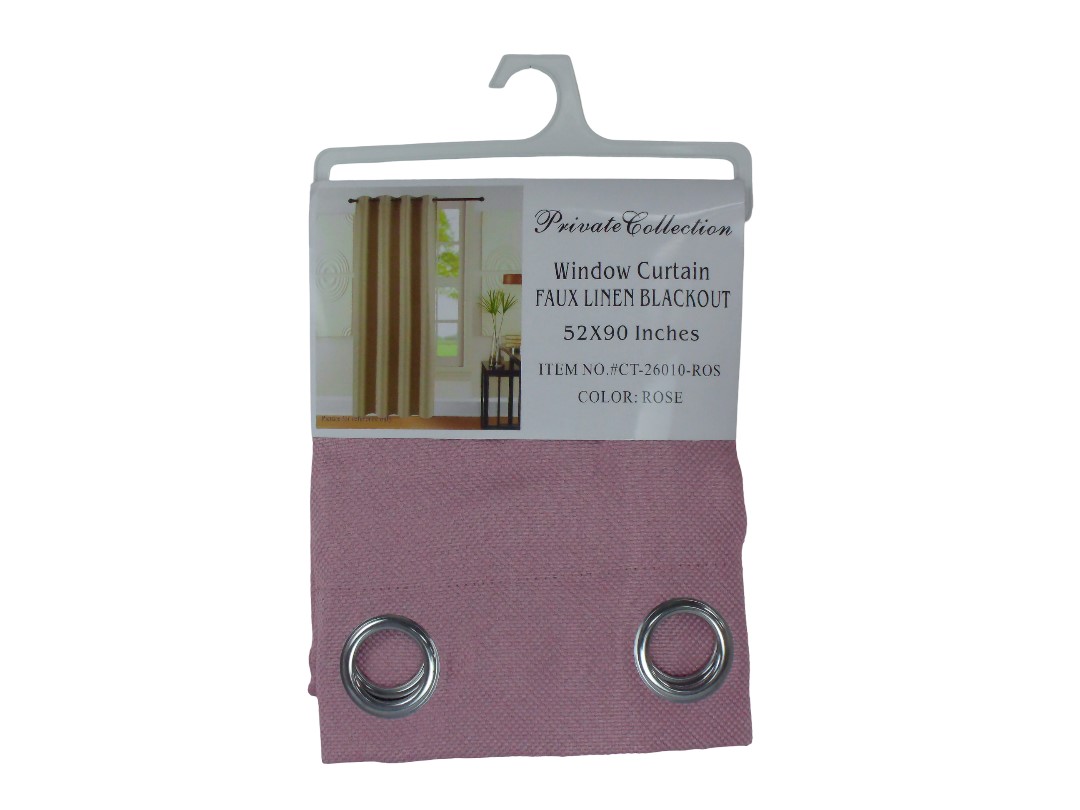 52*90" FAUX LINEN BLACKOUT CURTAIN - ROSE