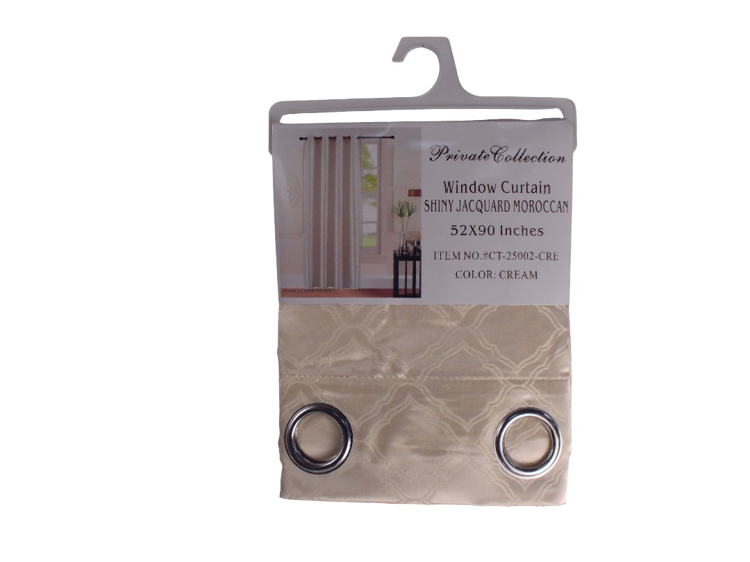 52*90" SHINY JACQ.MORROCCAN CURTAIN - CREAM