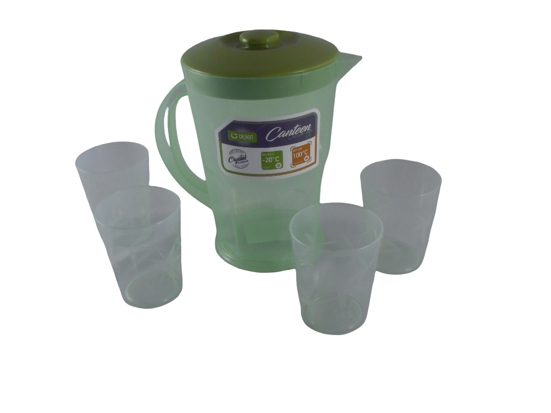 PLASTIC WATER JUG W/CUPS