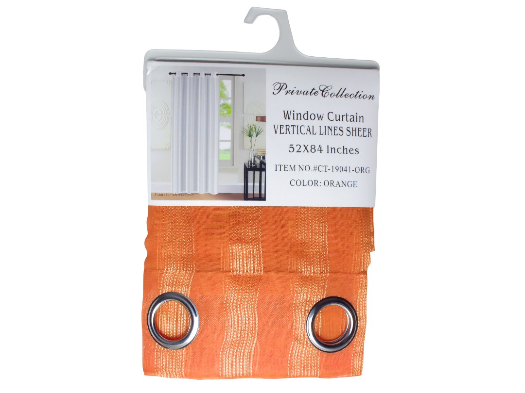 54*84" VERTICAL STRIPES CURTAIN-ORANGE