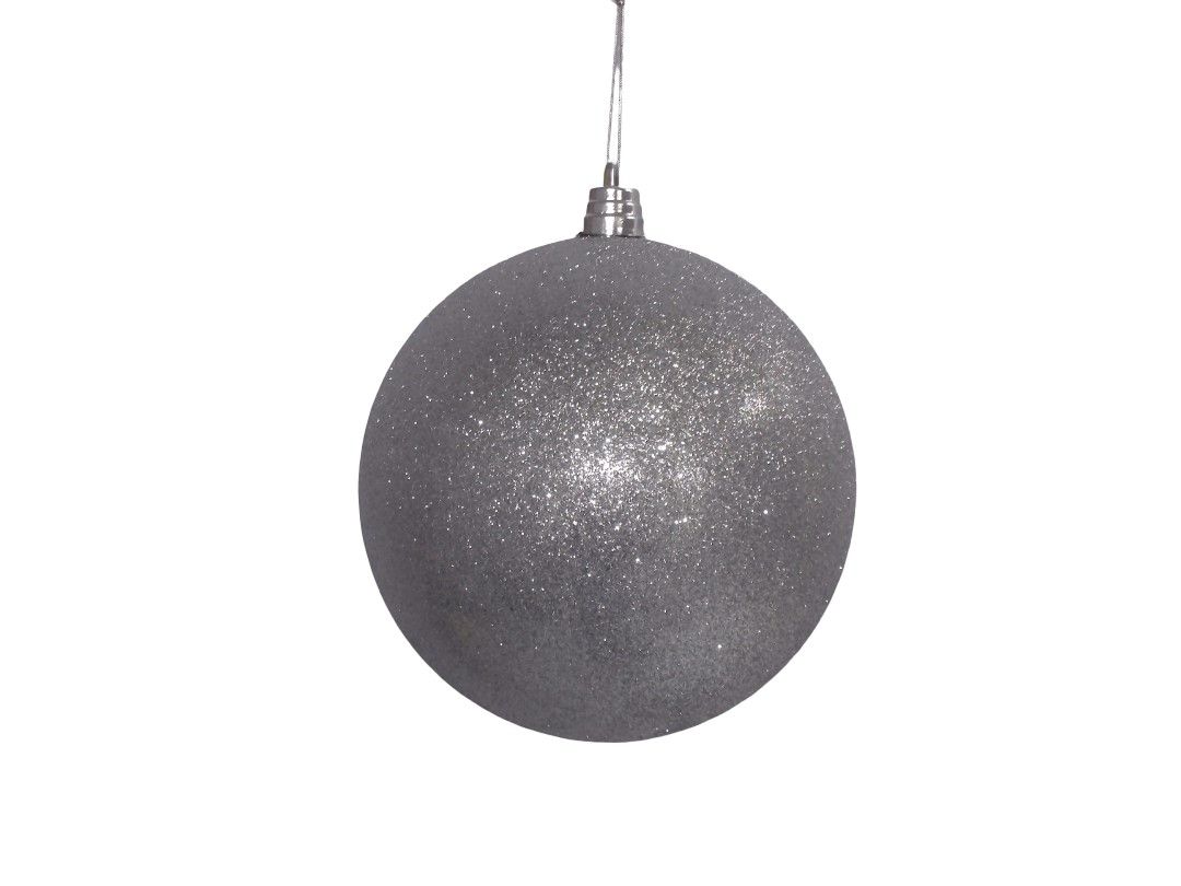1PC XMAS BALL 20CM - SILVER (GLITTER)