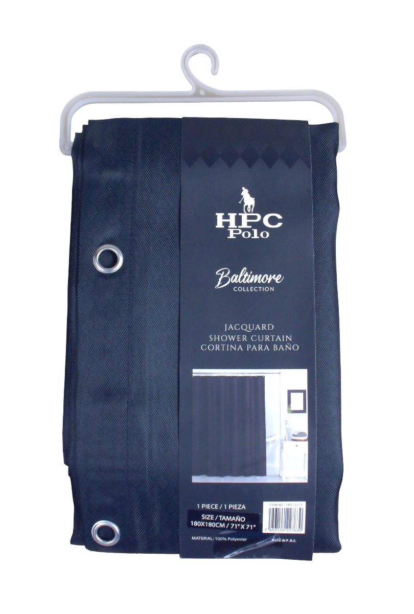 BALTIMORE 180X180CM SHOWER CURTAIN - BLACK