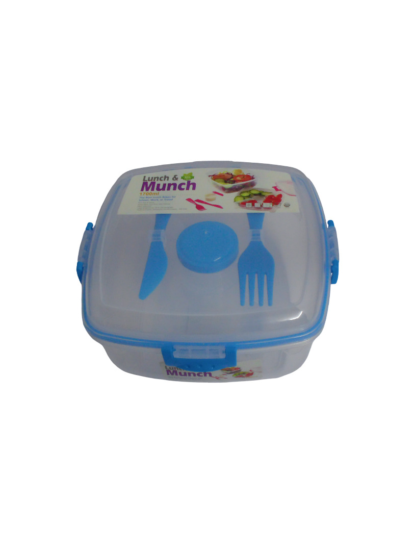 1700ML LUNCH & MUNCH LUNCH BOX W/FORK/KNIFE