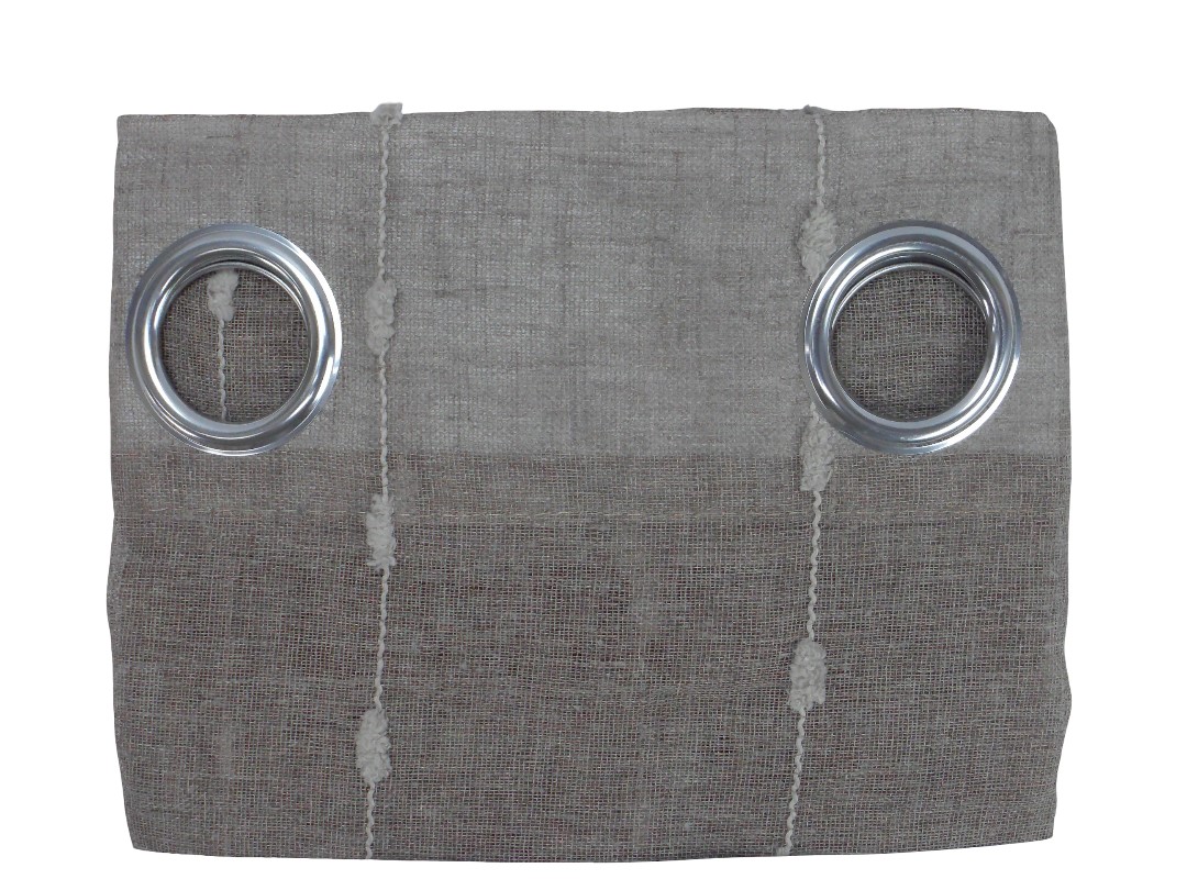 52*90"FAUX LINEN DOT STRIPED SHEER W/CURT-SPA