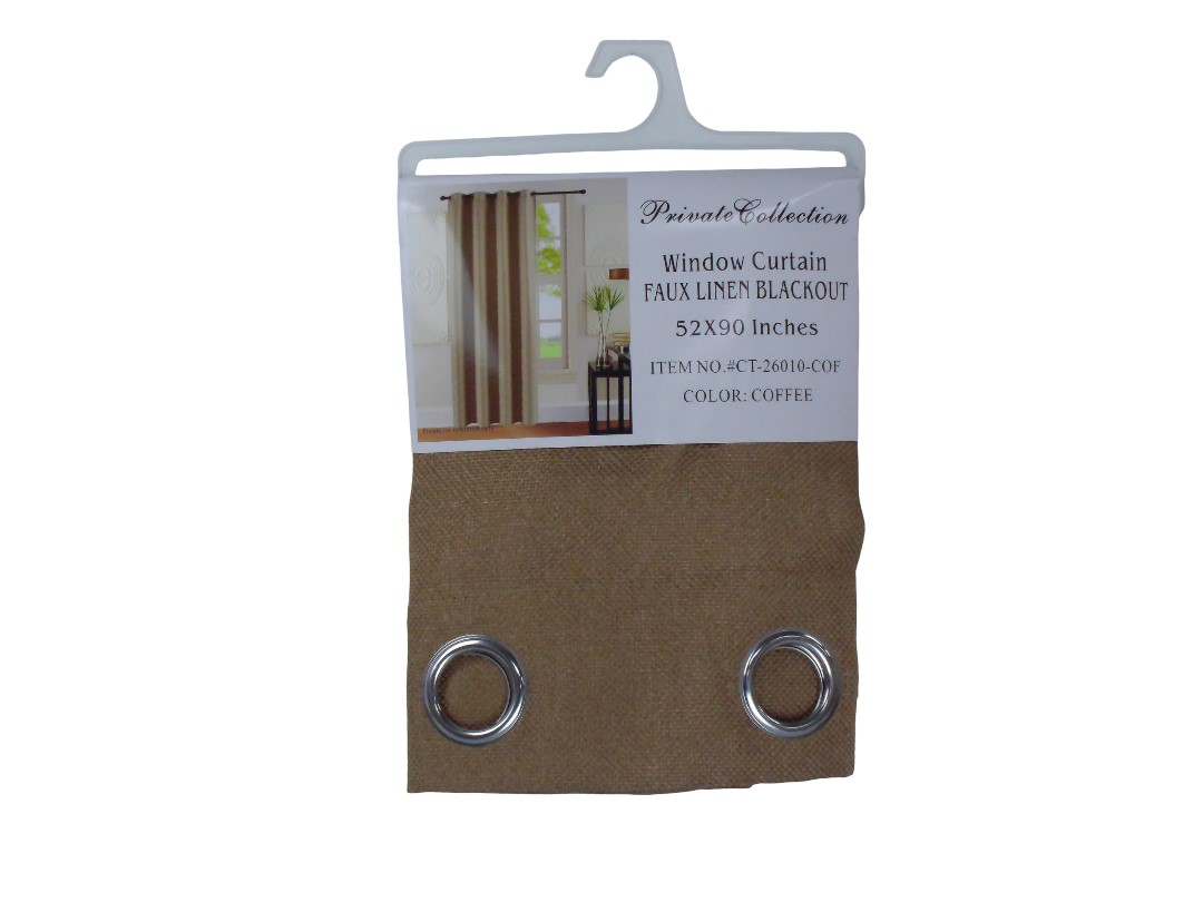 52*90" FAUX LINEN BLACKOUT CURTAIN - COFFEE
