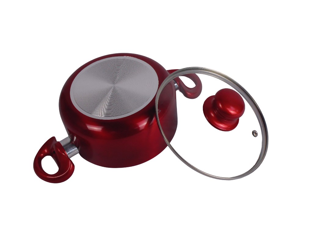 C/C 18CM CASSEROLE W/COVER N/STICK RED FINISH