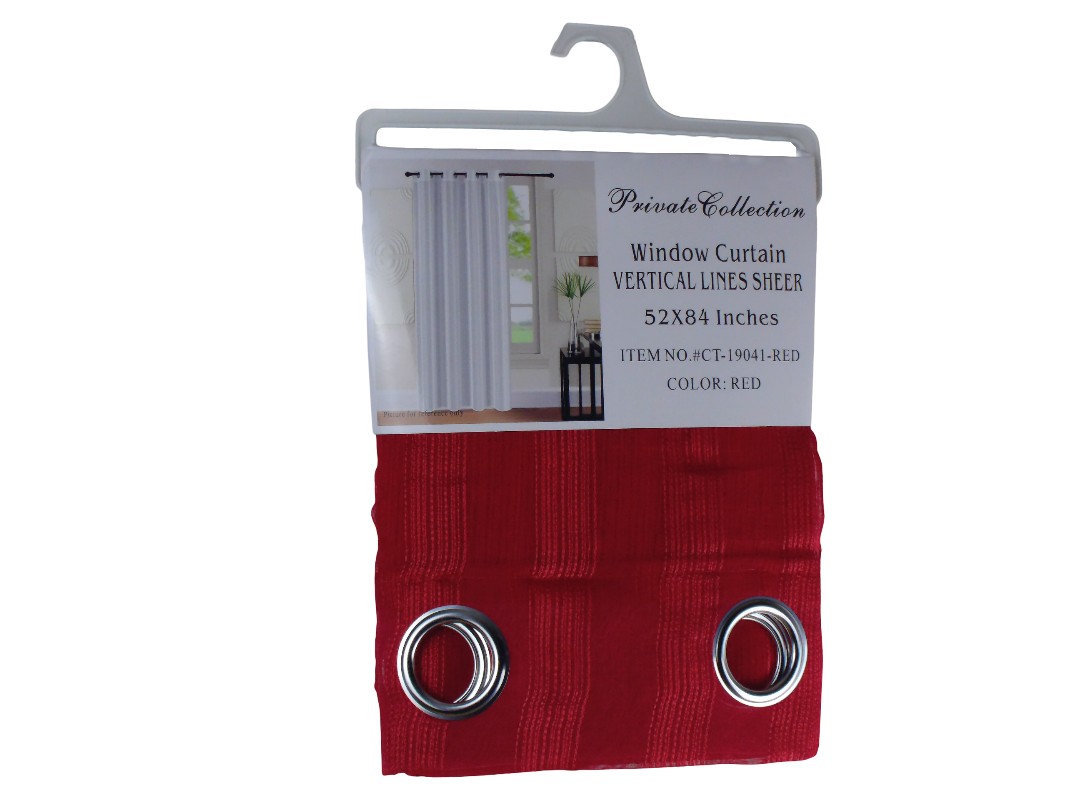 54*84" VERTICAL STRIPES CURTAIN-RED